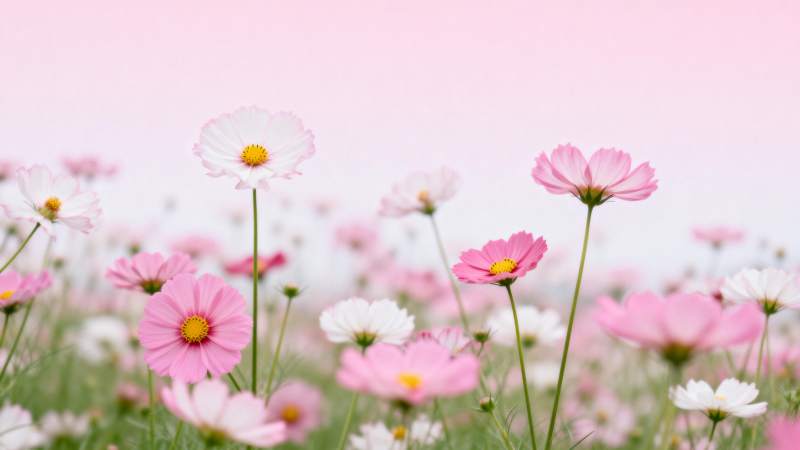 粉白波斯菊绽放图片