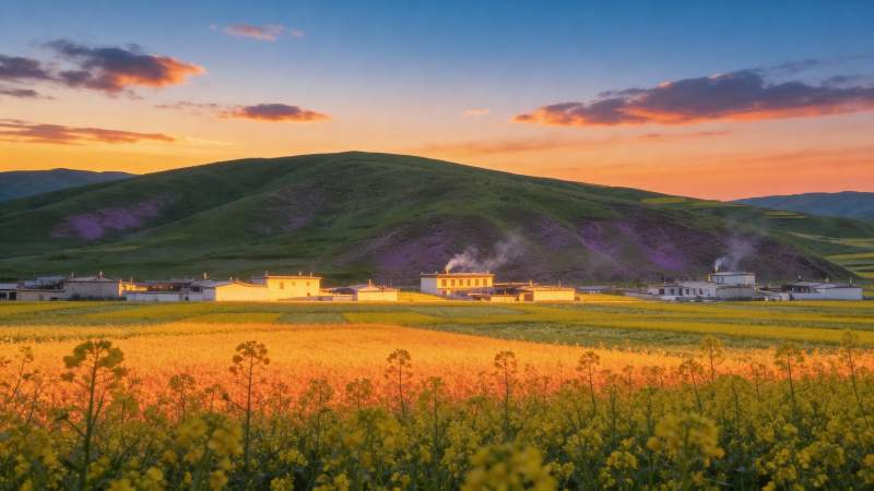 草原日落美景图片
