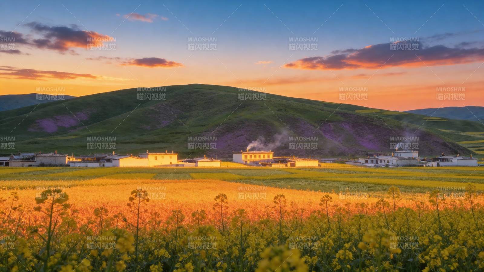 草原日落美景图片