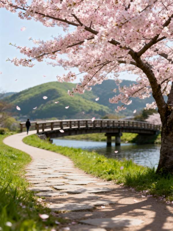 樱花桥畔春意浓图片