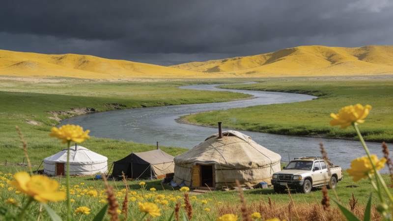 草原上的蒙古包图片