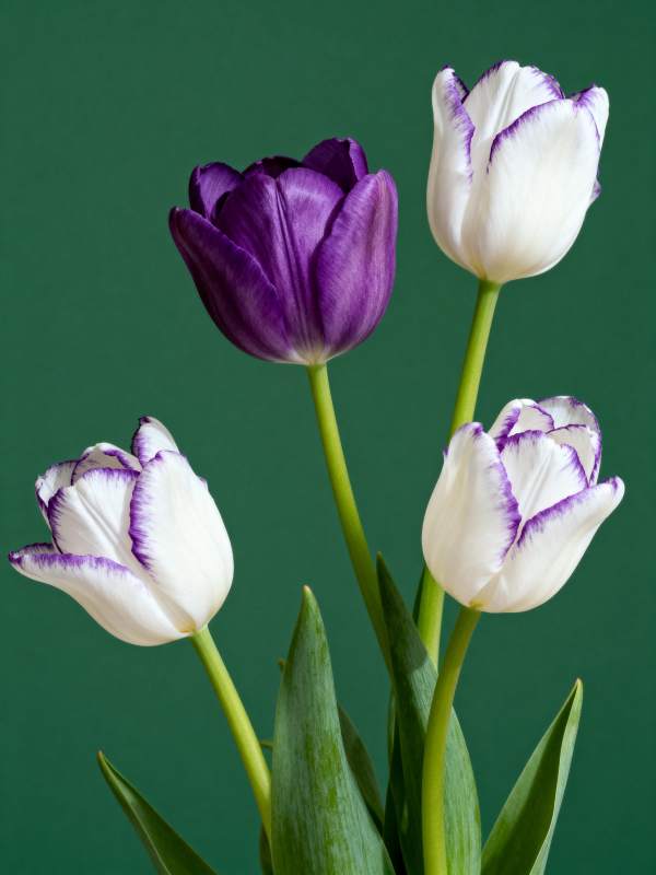 紫白郁金香绽放图片