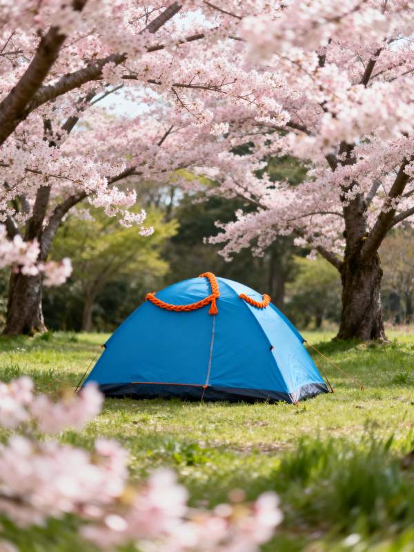 樱花树下露营图片