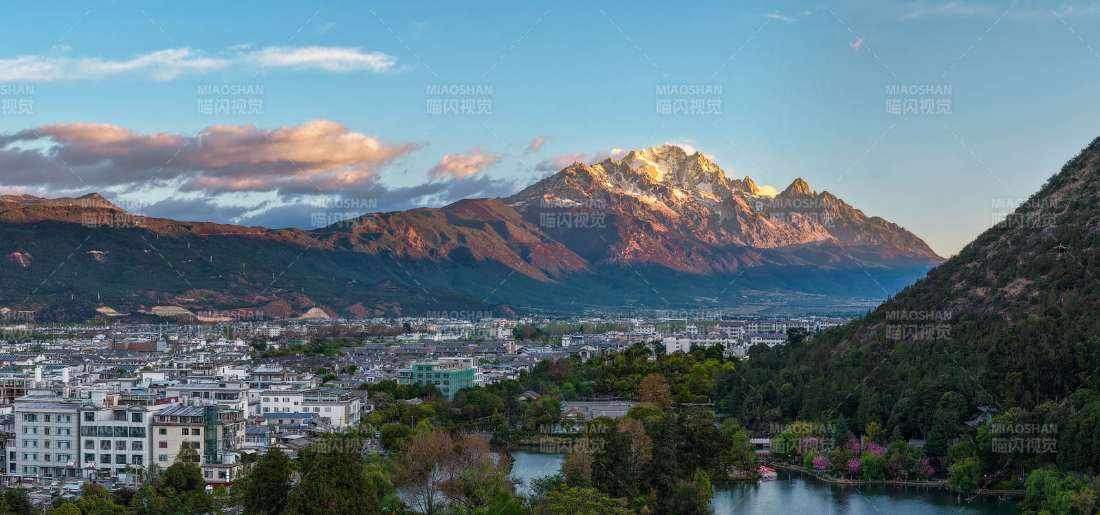 丽江黑龙潭玉龙雪山日照金山图片
