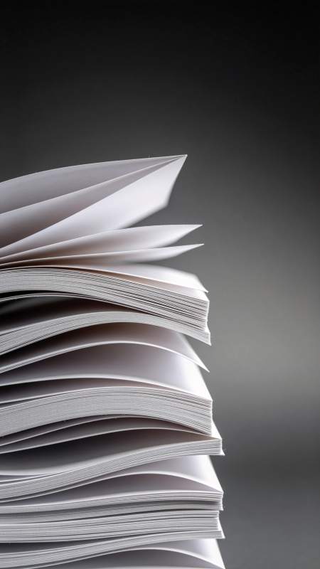 堆叠纸张特写展现层叠纹理与光影效果图片