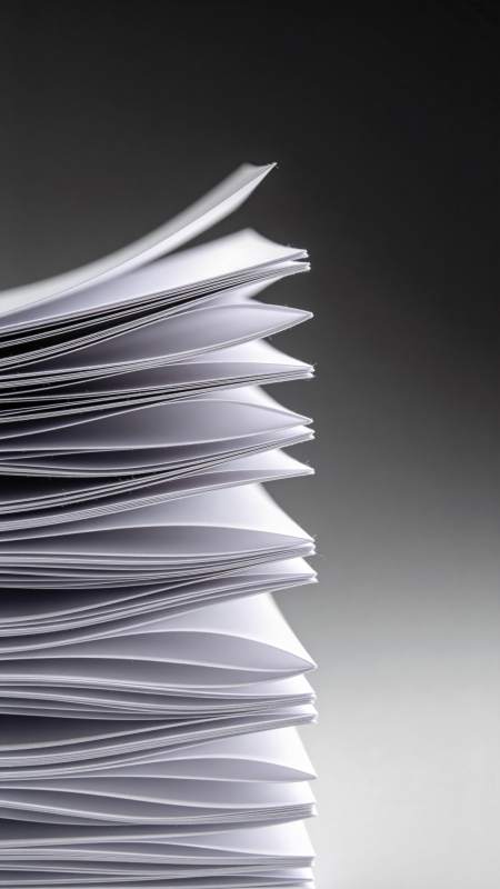 一叠白色纸张堆叠特写展示图片