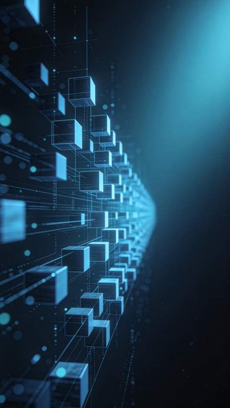 蓝色光效立方体数据流通道科技视觉图图片