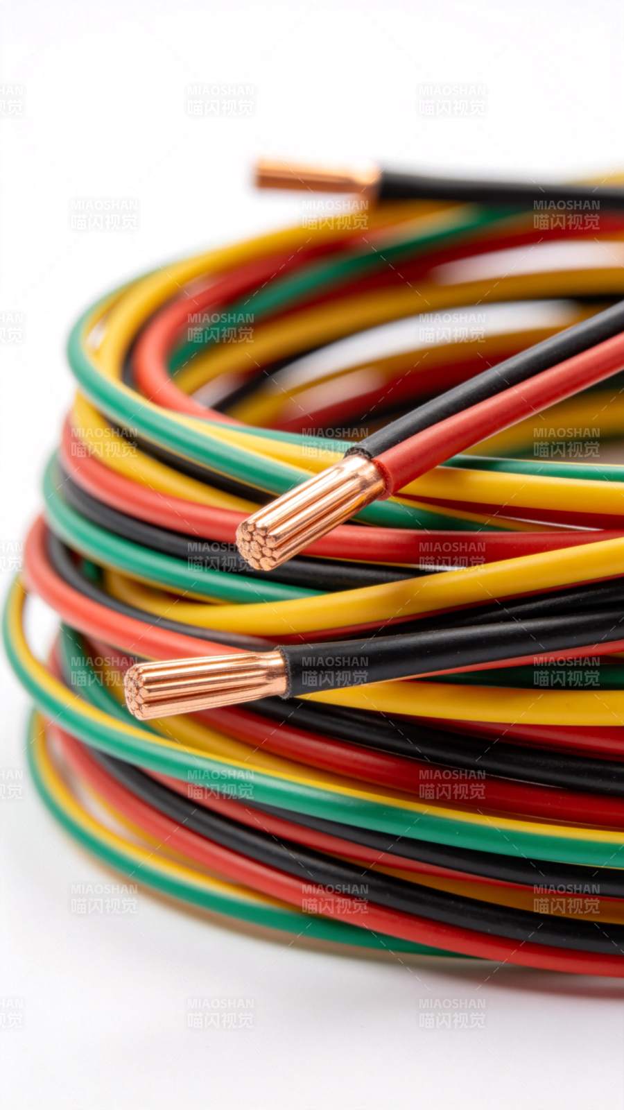 多色绝缘铜芯电线特写展示图片