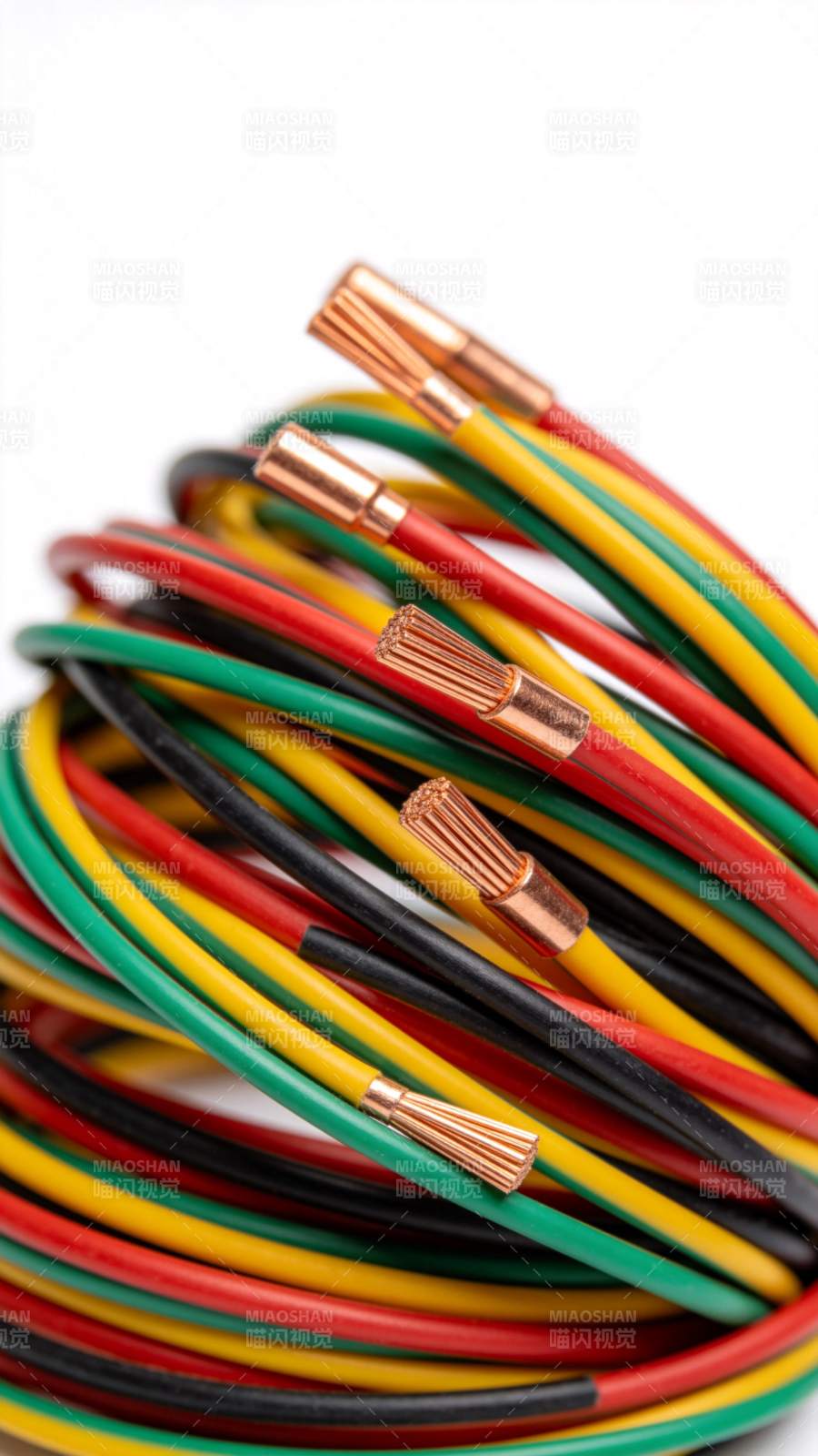 彩色电线特写图片