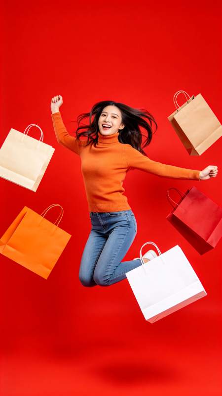 购物狂欢跳跃瞬间图片