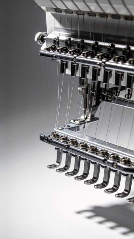 工业绣花机多针头结构特写展示图片