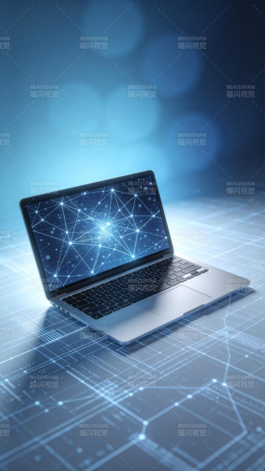 银色笔记本电脑显示网络连接图示图片