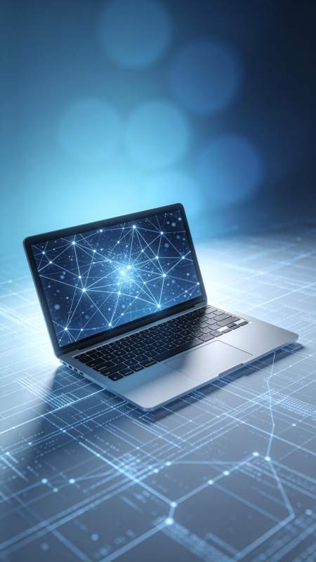 银色笔记本电脑显示网络连接图示图片