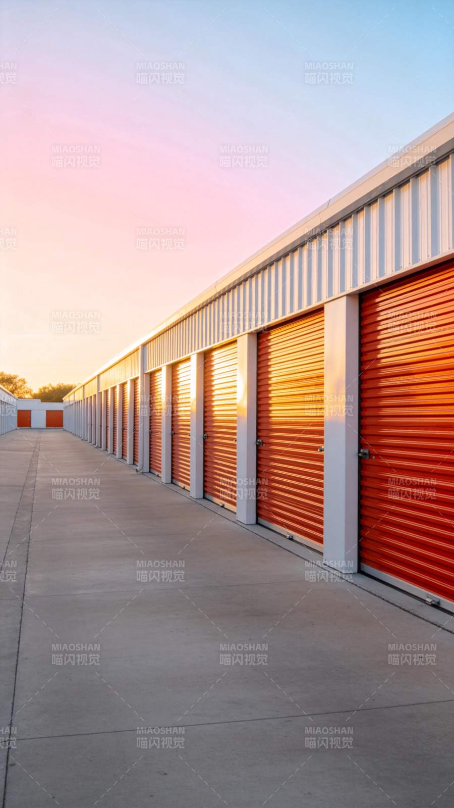 橙色卷帘门仓库图片