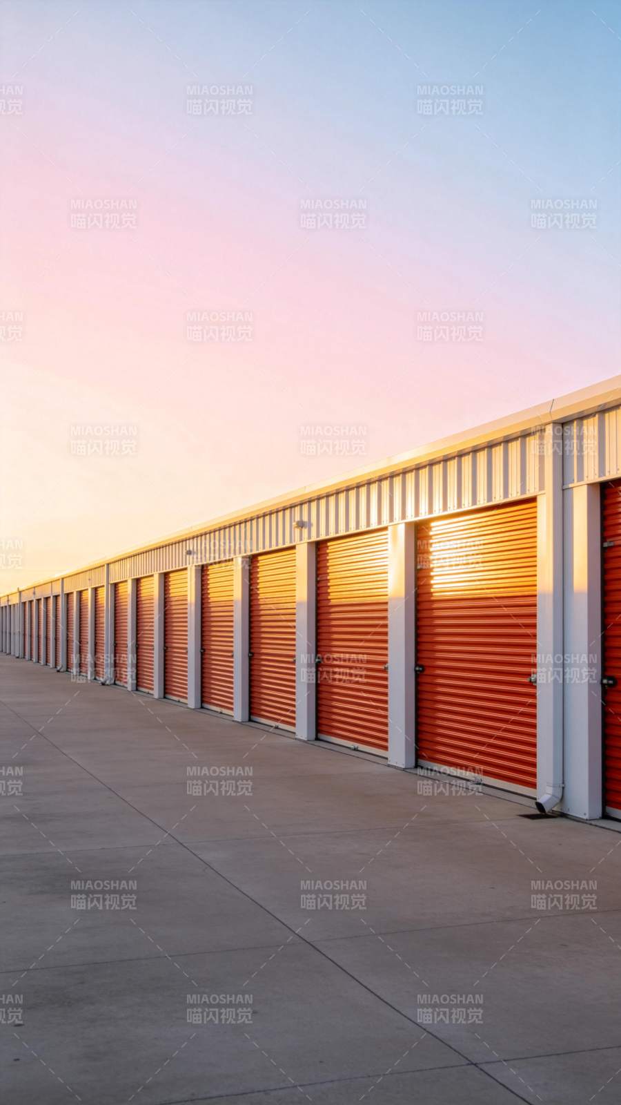 夕阳下的储物仓图片
