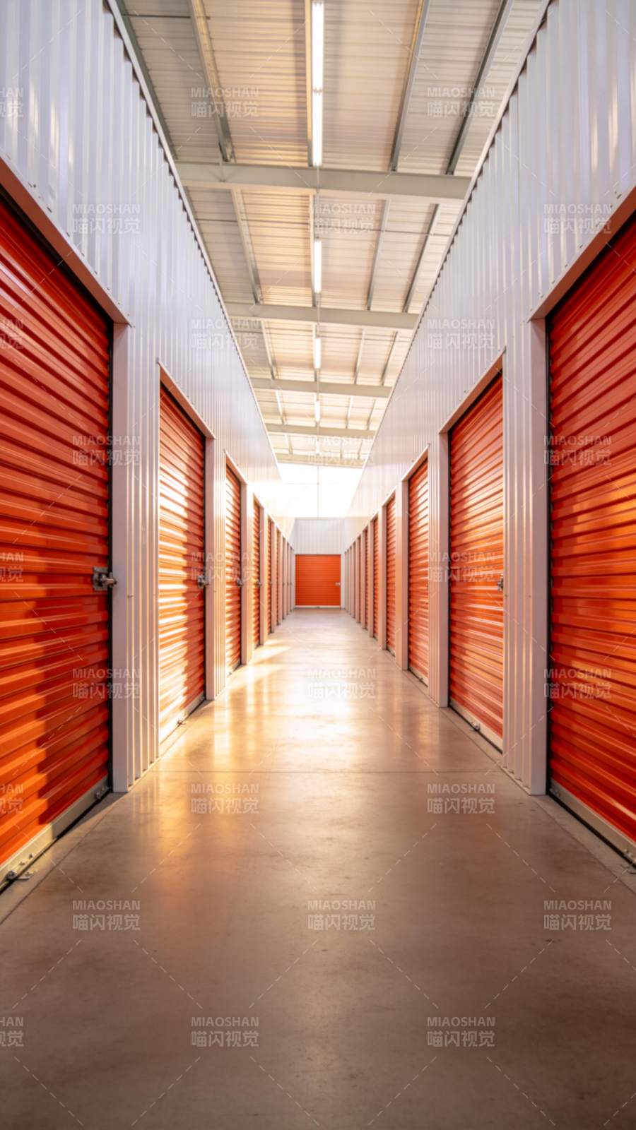 橙色卷帘门走廊图片