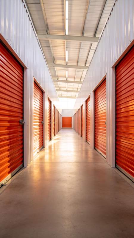 橙色卷帘门走廊图片