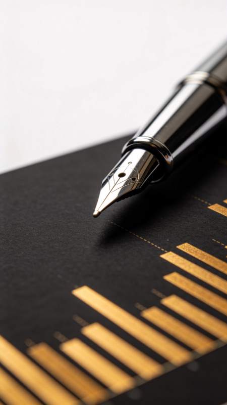 笔尖下的金色图表图片