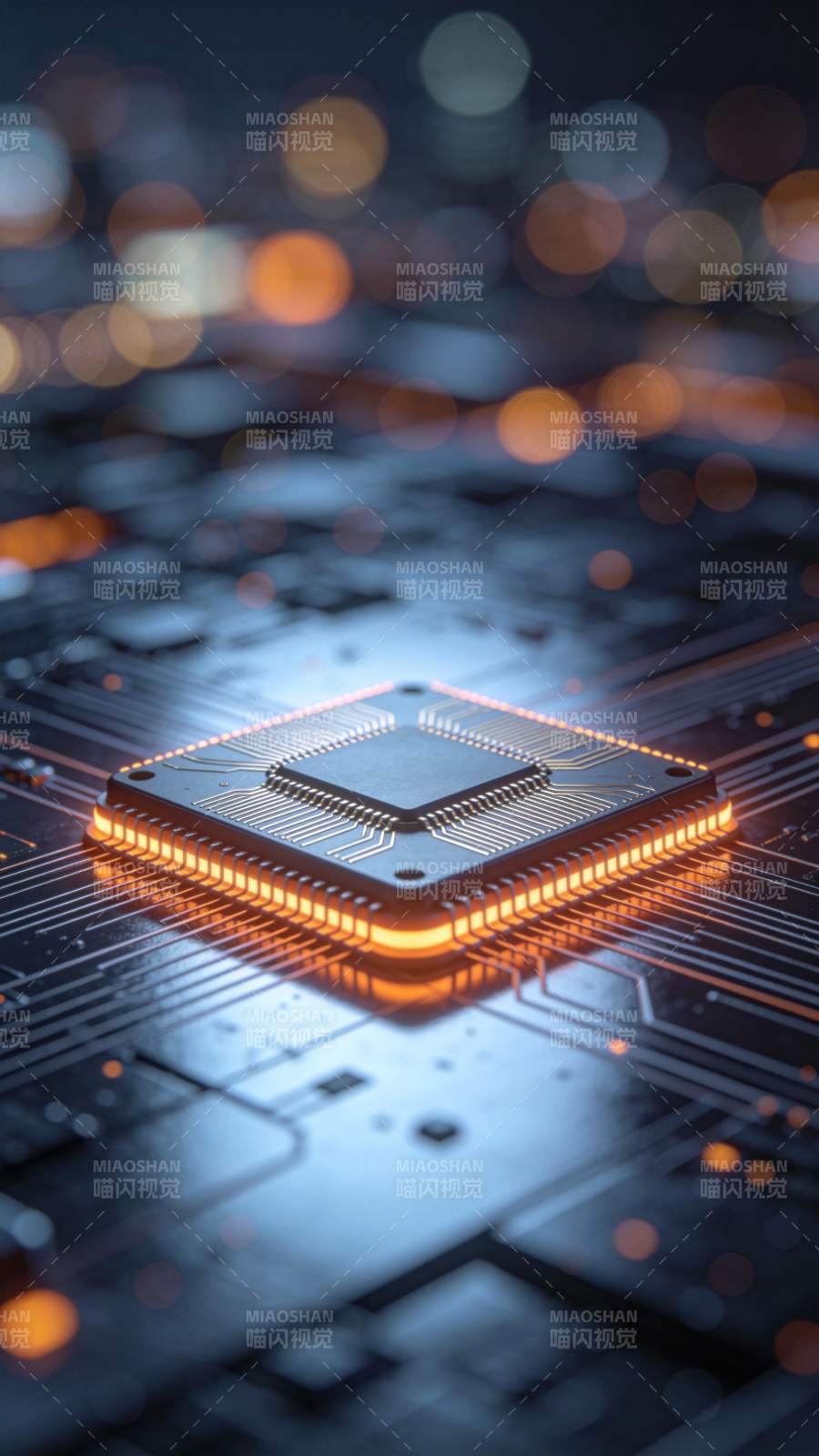 芯片光芒闪耀图片