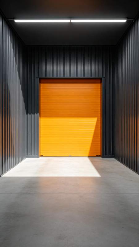 橙色卷帘门空间图片