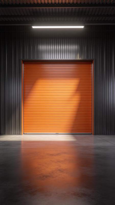 橙色卷帘门光影图片