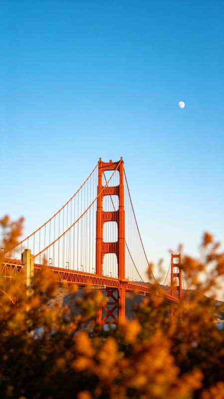 金门大桥月升图片