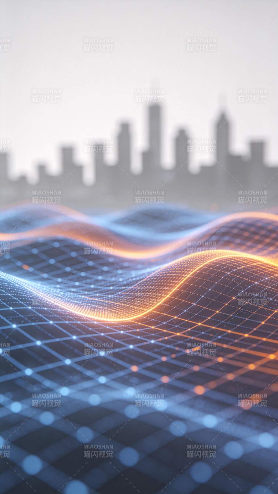 未来城市波浪图图片