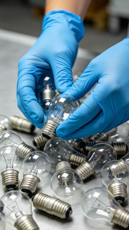 手套轻握灯泡图片