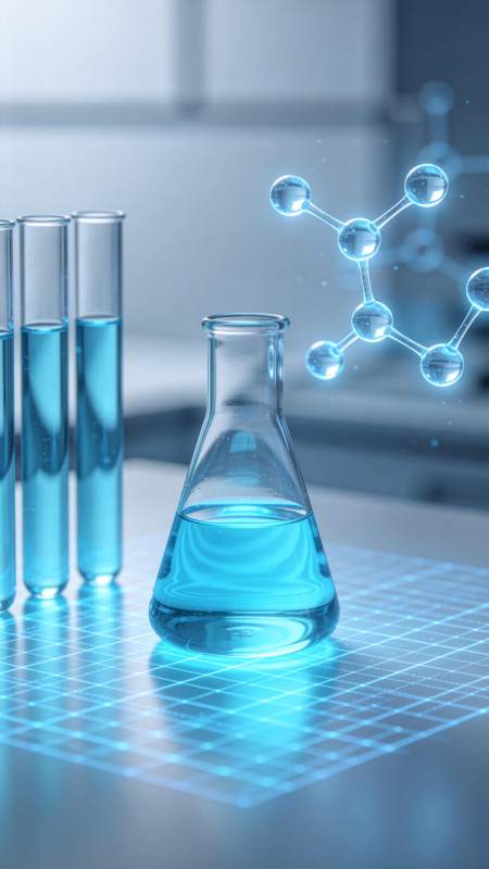 实验室中的蓝色化学实验图片