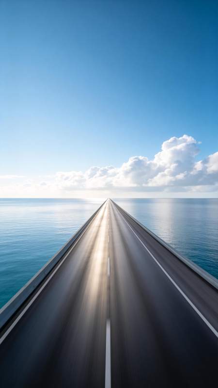 海天一色之路图片