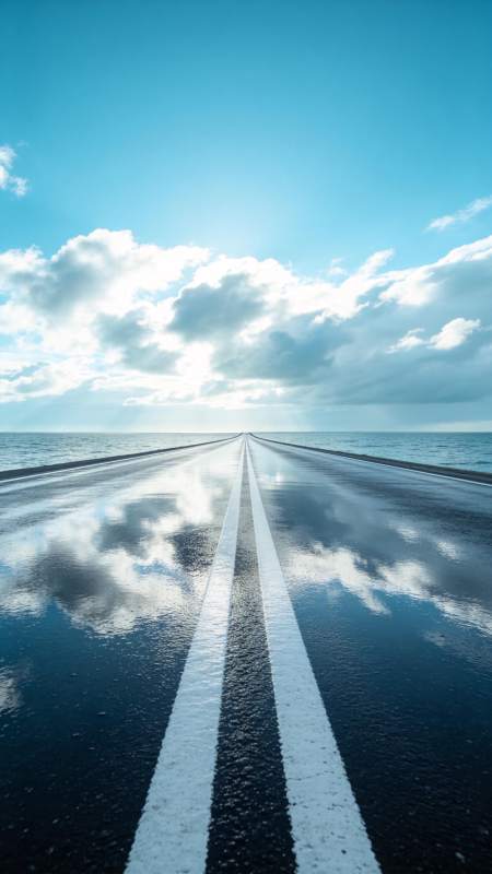 云路尽头海天一线图片