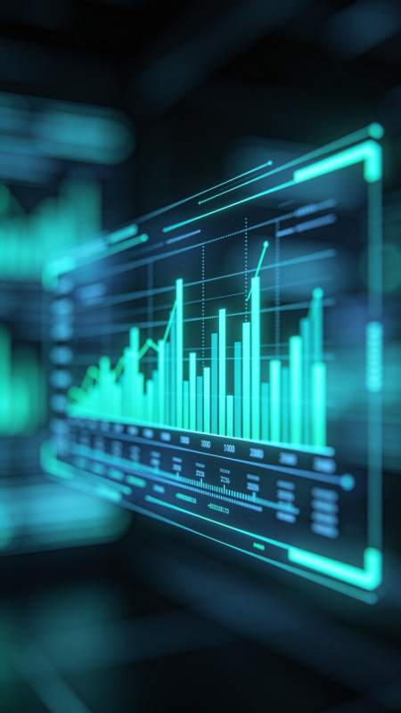 青绿色科技感数据图表悬浮显示界面图片