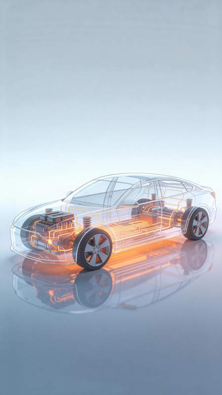 透明车身新能源汽车内部结构展示图图片