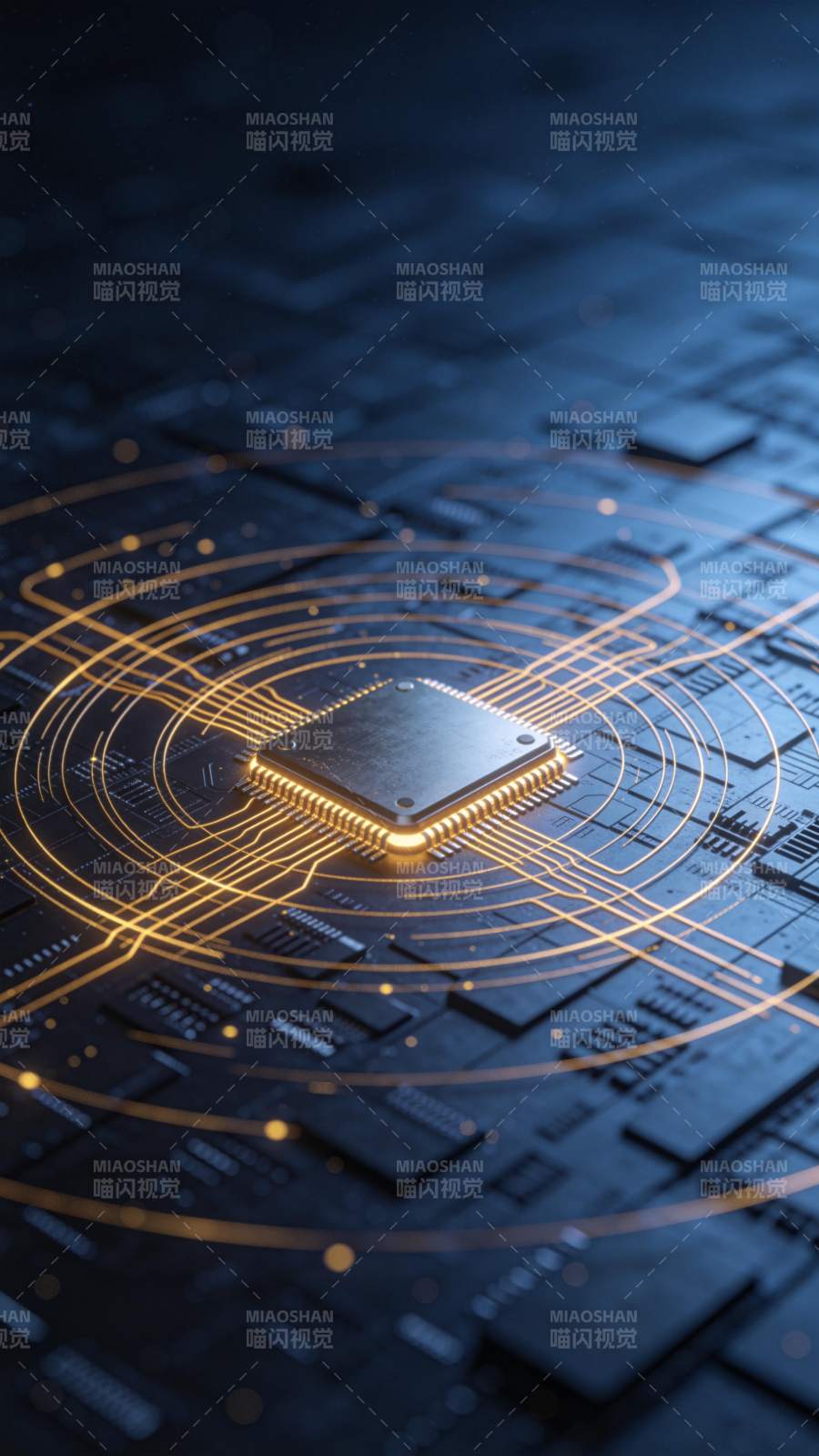 发光芯片置于电路板中心辐射状布线结构图片