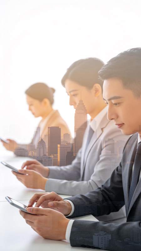 都市职场人专注手机图片