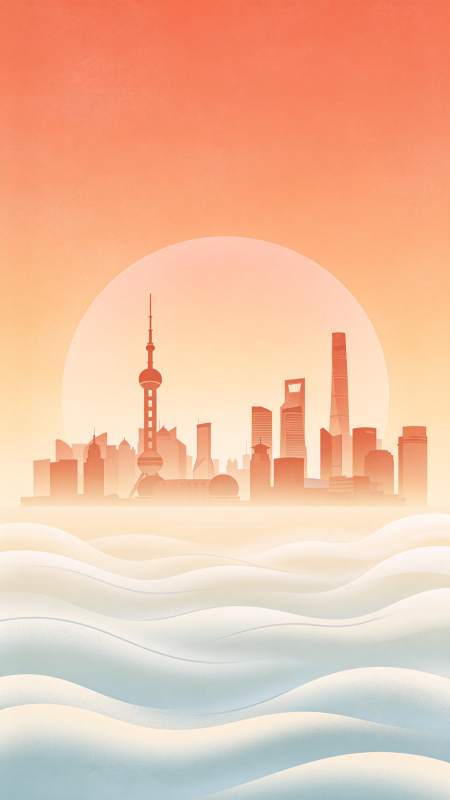 上海日出剪影图片