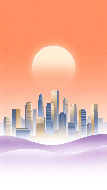 城市日出剪影图片