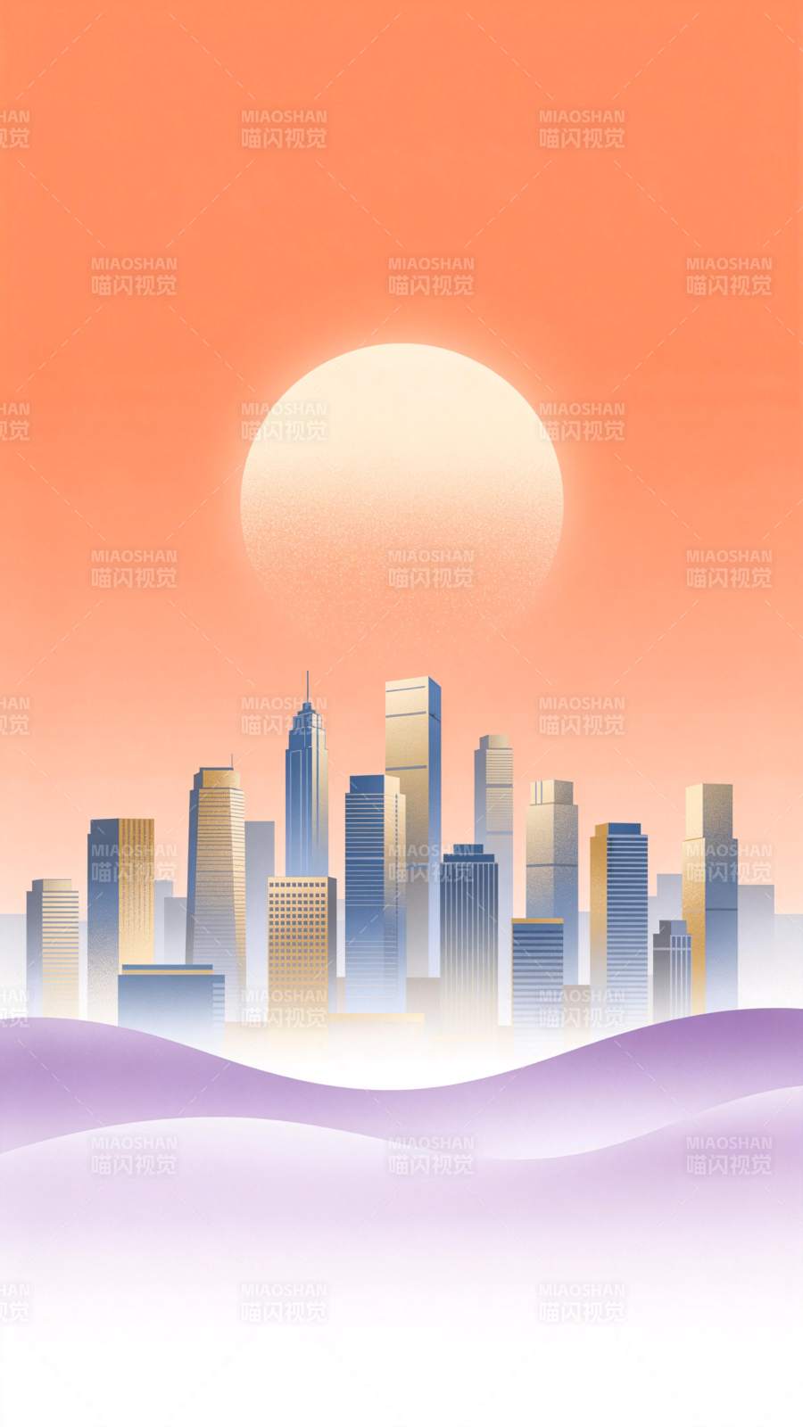 城市日出剪影图片