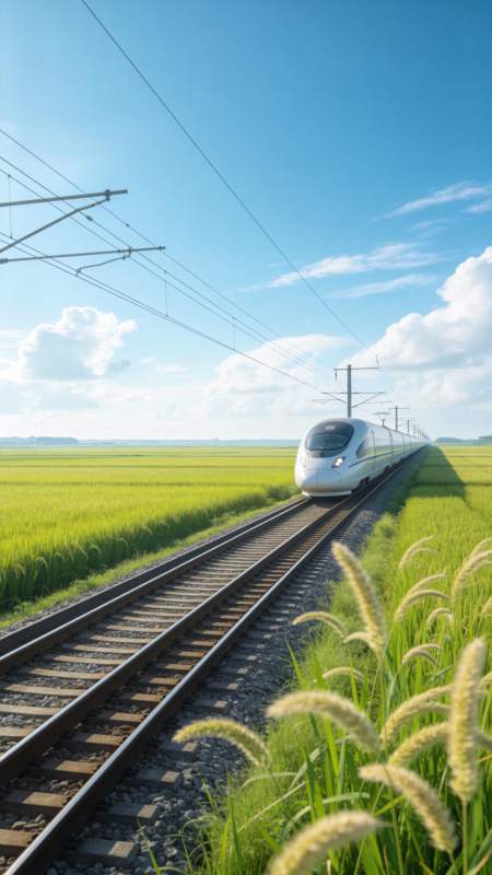高铁穿行绿野间图片