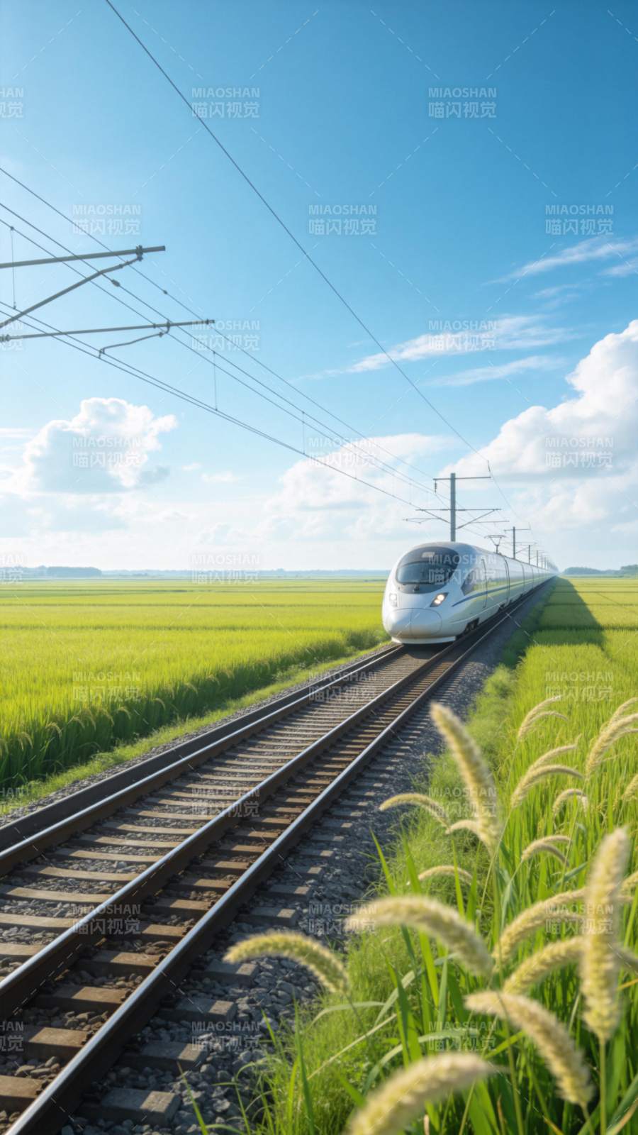 高铁穿行绿野间图片