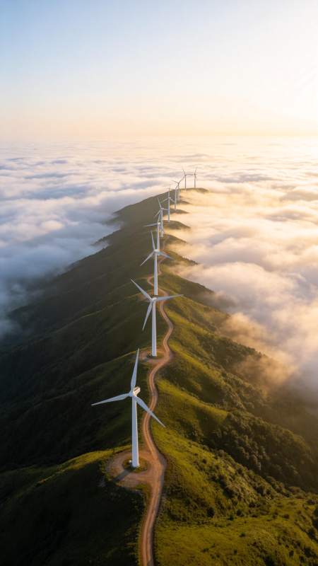 云海之巅风车行图片