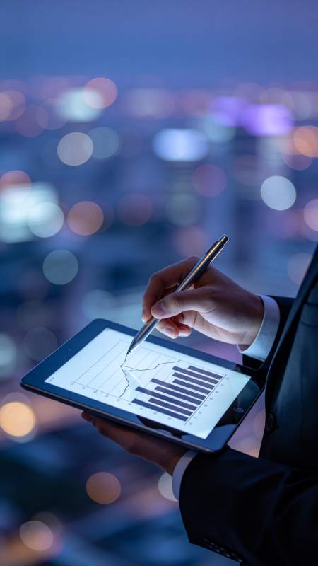 夜景中的数据分析图片