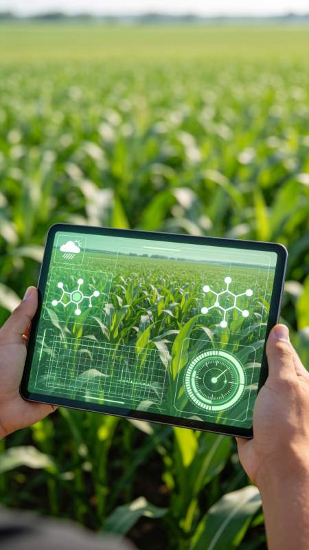 手持平板显示农田数据监测界面图片