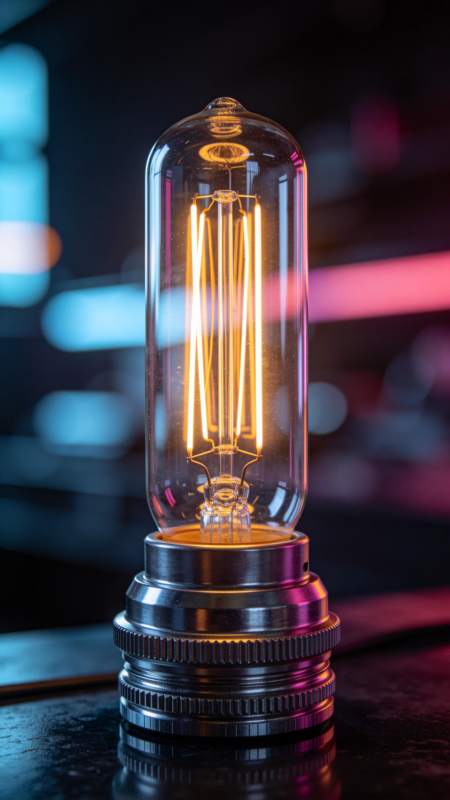 发光爱迪生灯泡特写展示金属底座结构图片