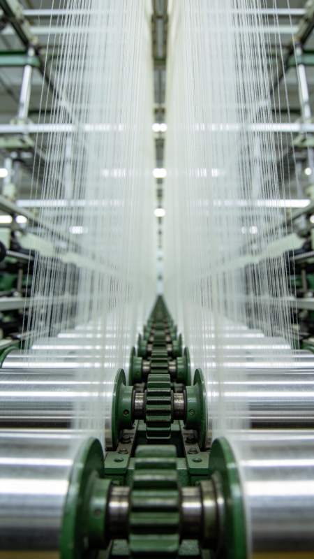 纺织车间纺线机图片