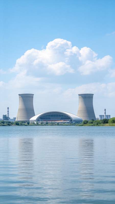 核电站湖畔风光图片