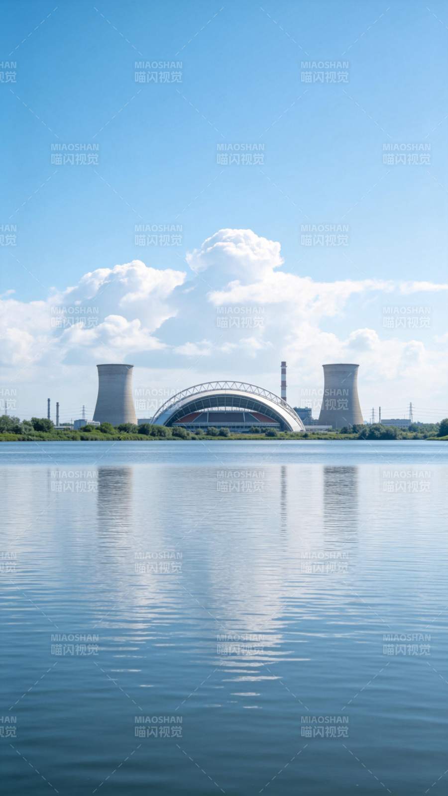 湖畔核电站风光图片