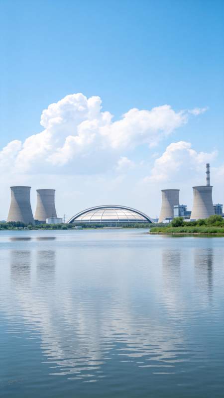 湖畔核电站风光图片