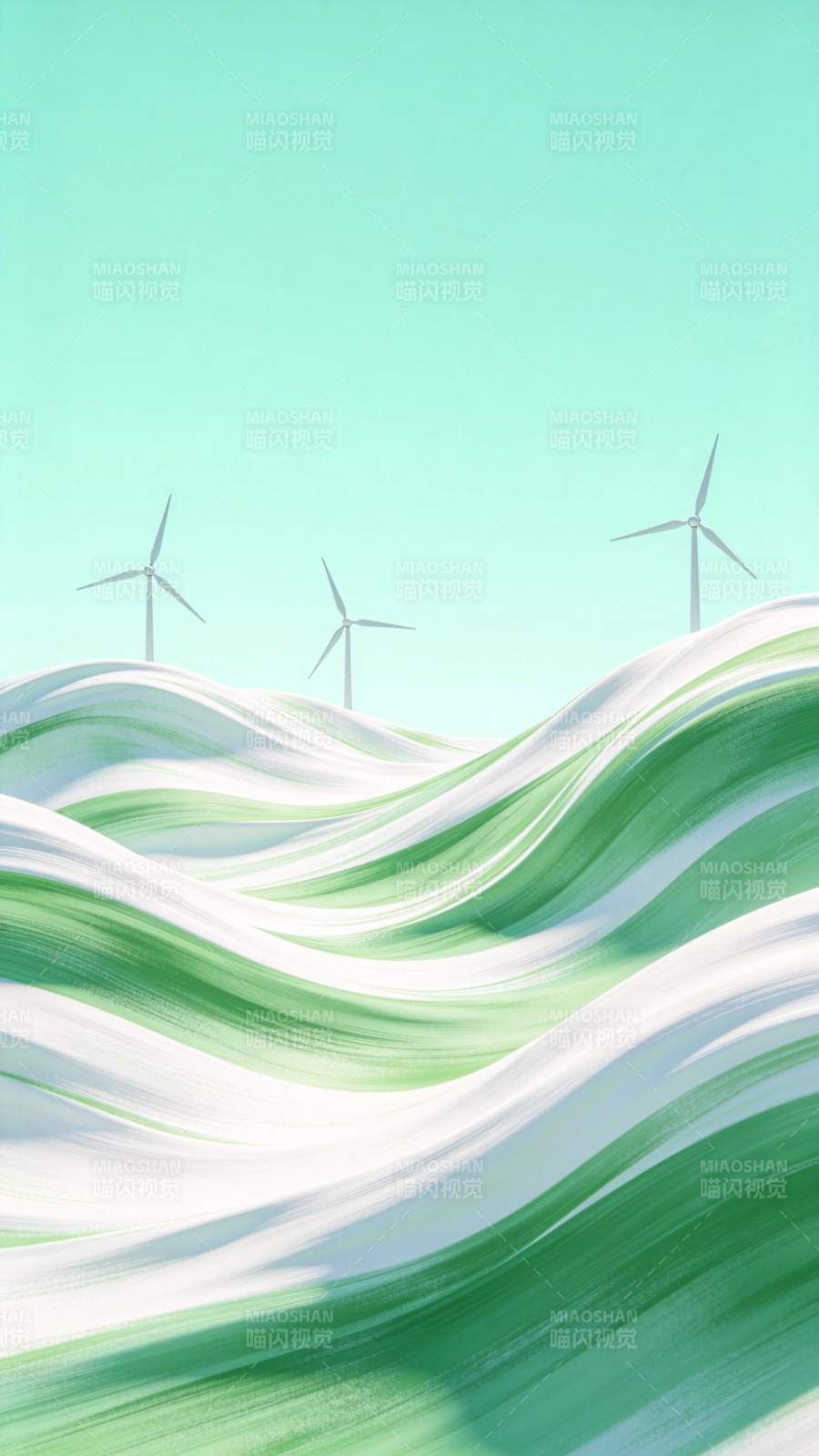 风车绿浪图片