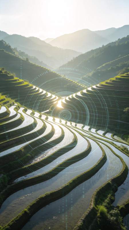 梯田晨曦图片